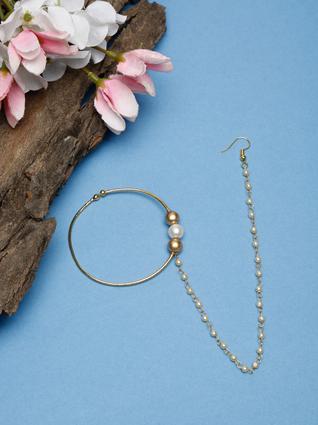 Gold-Polished Stone Nose Ring - Ruby Raang