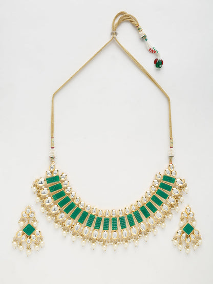 Kundan Neckpiece With Earrings - Ruby Raang