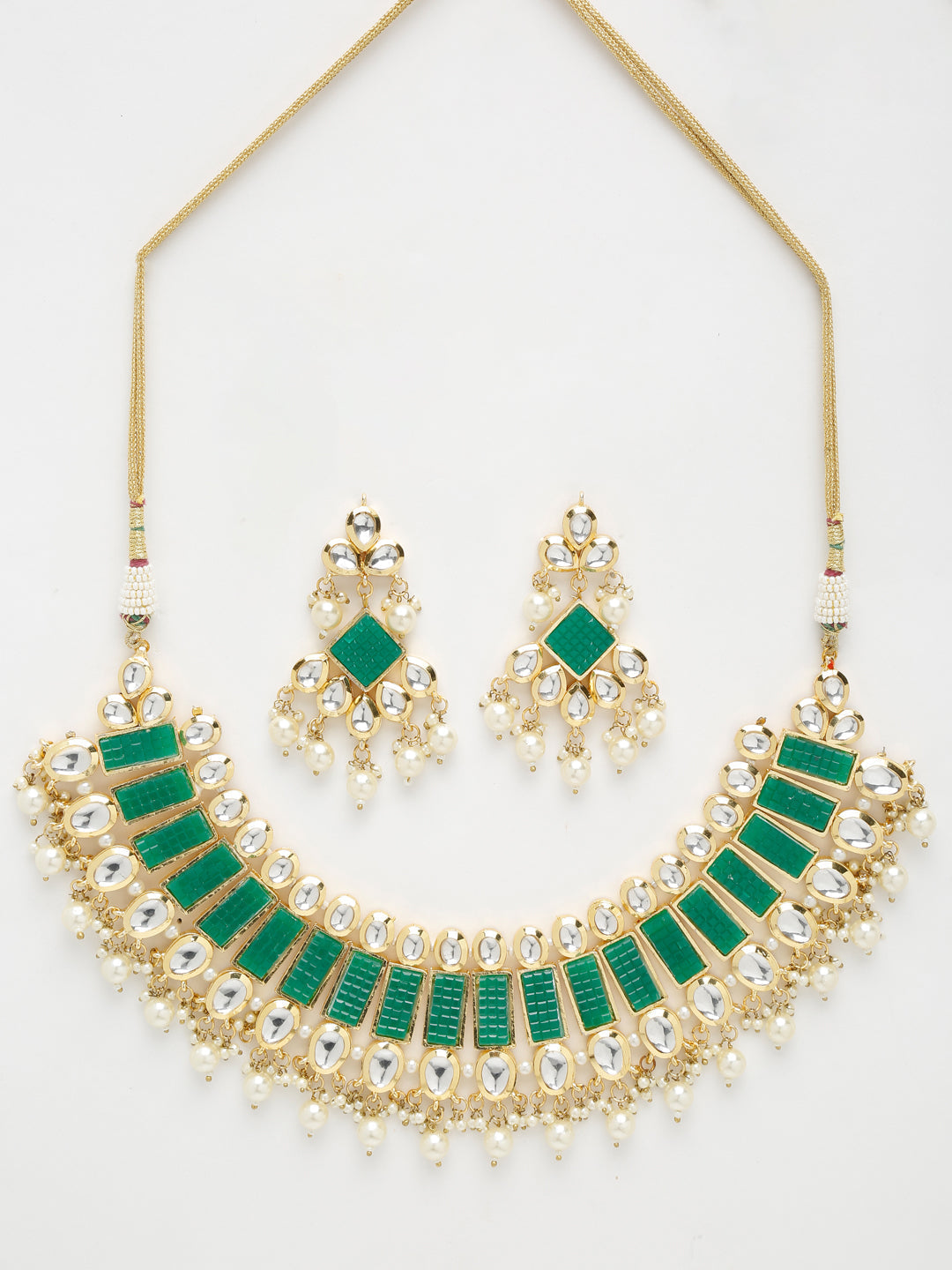 Kundan Neckpiece With Earrings - Ruby Raang