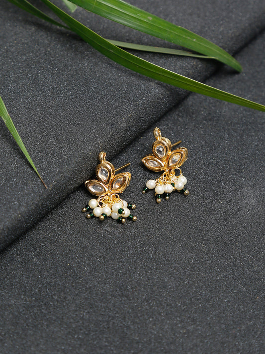 Gold-Polished Kundan Studs - Ruby Raang