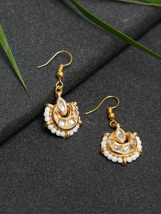 Gold-Polished Kundan Studs - Ruby Raang