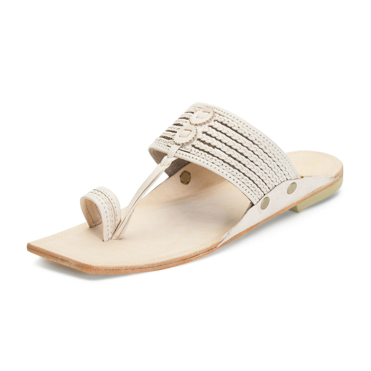Stepsoft Men'S Natural Square Toe Kolhapuri Chappal | Original Handcrafted Leather Ethnic Slippers