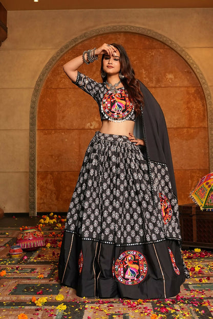 AI Fashion Black Crepe Designer Navratri Wear Lehenga Choli Collection