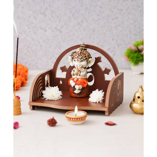 eCraftIndia Brown MDF Wooden Pooja Temple