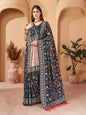 Aayaa Designer Winter Collection Printed Saree With Shawl - Multi Color