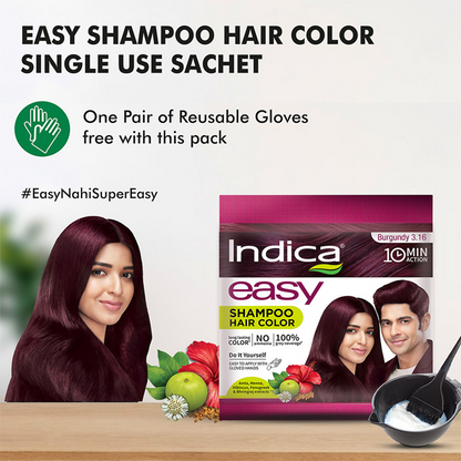 Indica Easy Hair Color Shampoo Burgundy