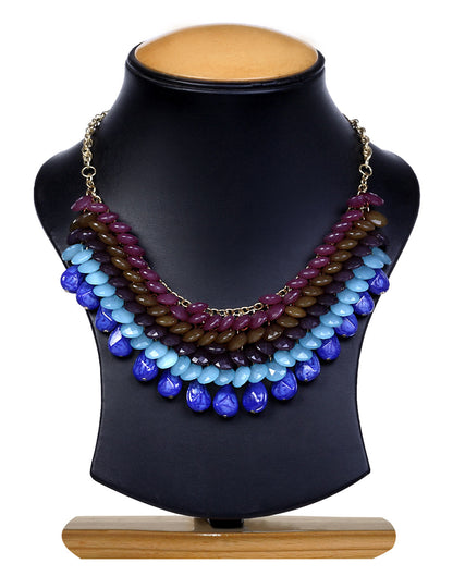 Gold-Polished Alloy Beaded Short Statement Necklace - The Pari