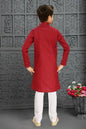 Neera Trendz Red Cotton Blend Lining Work Kid's Kurta With Pyjama