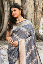 Joban Fashion Silver Grey Pure Katan Pure Handloom Banarasi Silk Saree