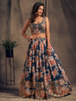 Myra Dove Blue Organza Silk Embroidered Lehenga