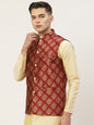 Jompers Men's Maroon Printed Nehru Jacket