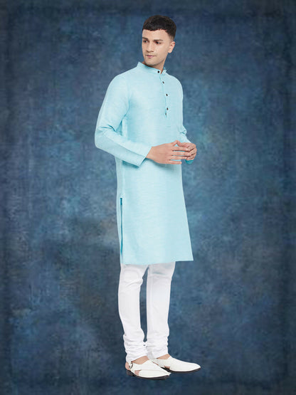 Even Apparels Men's Pure Cotton Turquoise Kurta