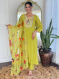 The52 Liril Embroidered Rayon Fabric Straight Kurta, Pant and Dupatta Set