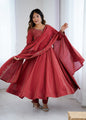 Lehenga Mart Designer Anarkali Suit Ready To Wear Kurta Pant With Dupatta For Women-Maroon
