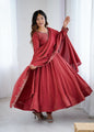 Lehenga Mart Designer Anarkali Suit Ready To Wear Kurta Pant With Dupatta For Women-Maroon