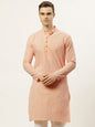 Jompers Men's Orange Embroidered Kurta Only