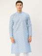 Jompers Men's Sky Cotton Floral printed kurta Only