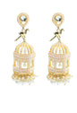 Mominos Fashion Johar Kamal Golden Color Bird Nest Earrings With Pearls