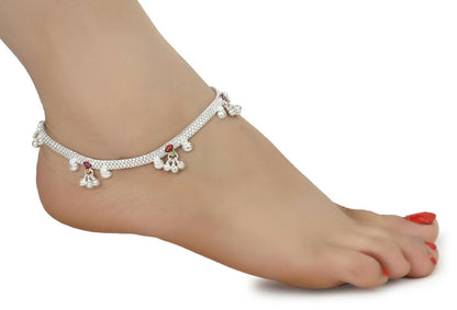 AanyaCentric Gold-Polished Mangalsutra Pendant Earring Set & Silver Plated Anklet