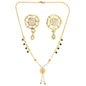 AanyaCentric Gold-Polished Short Mangalsutra Set with Earrings