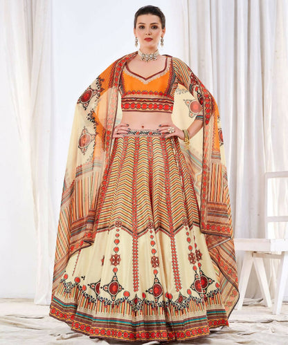 Wedding Designer Offwhite Chinon Lehengha Choli - Anbazaar