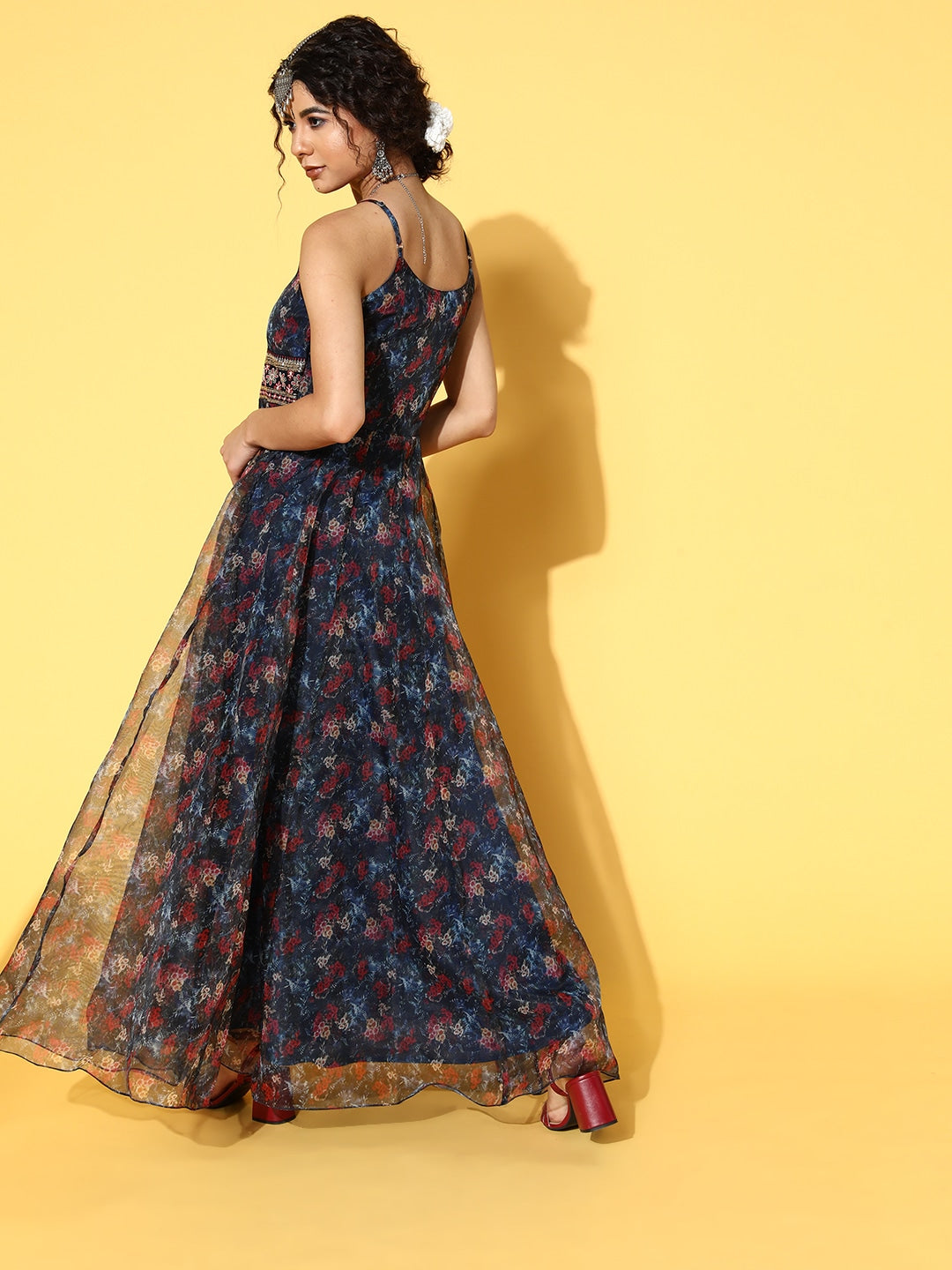Yufta Navy Blue Ethnic Maxi Dress