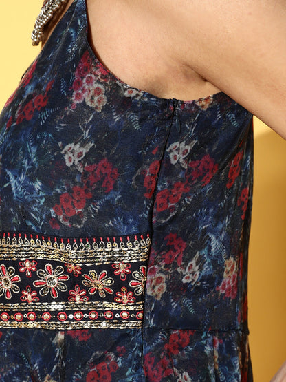 Yufta Navy Blue Ethnic Maxi Dress