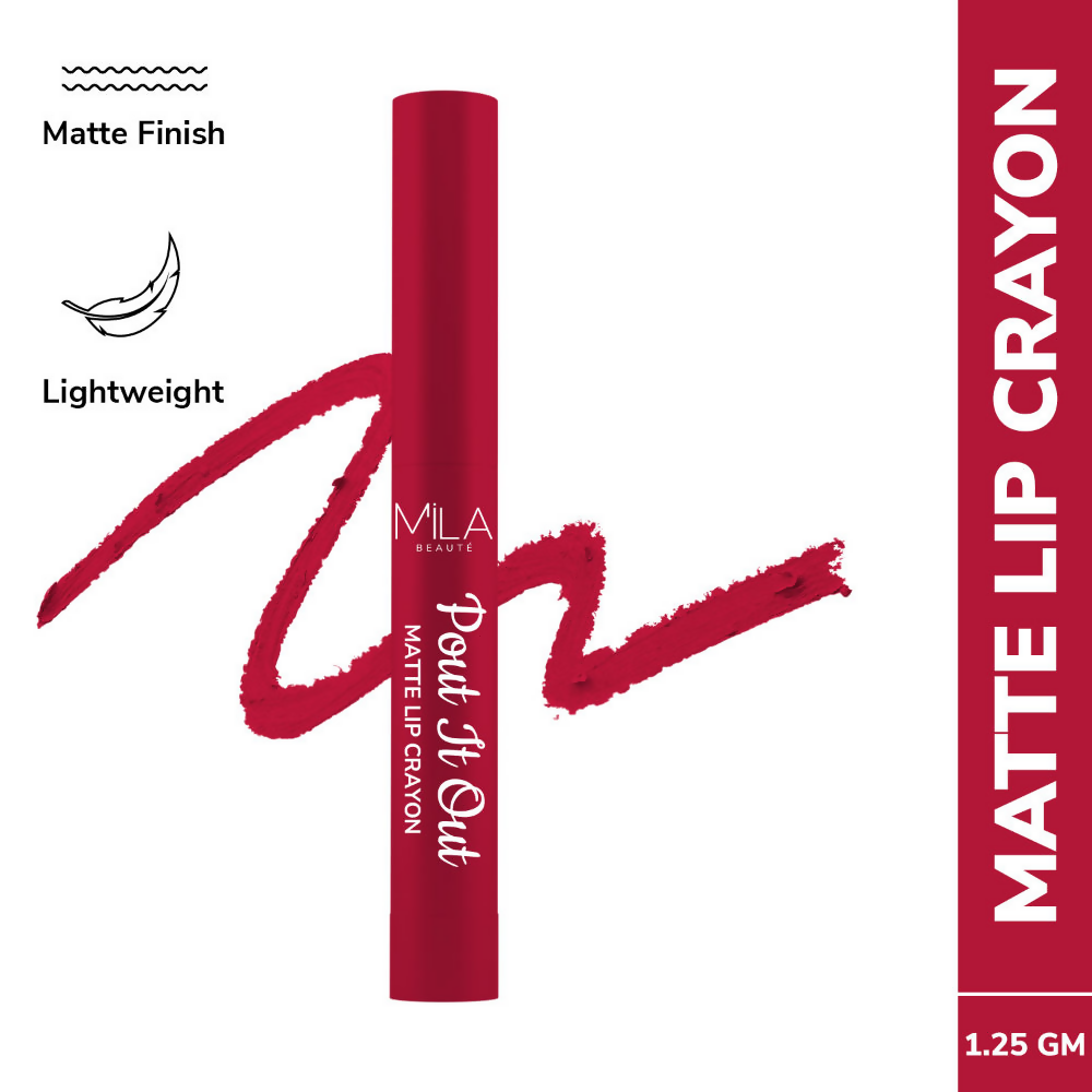 Mila Beaute Pout It Out Long Lasting & Matte Finish Lip Crayon Lipstick - Ariel