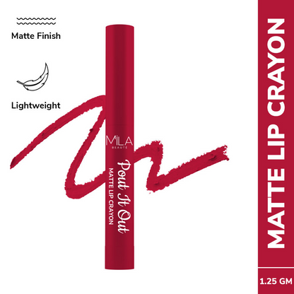 Mila Beaute Pout It Out Long Lasting & Matte Finish Lip Crayon Lipstick - Ariel