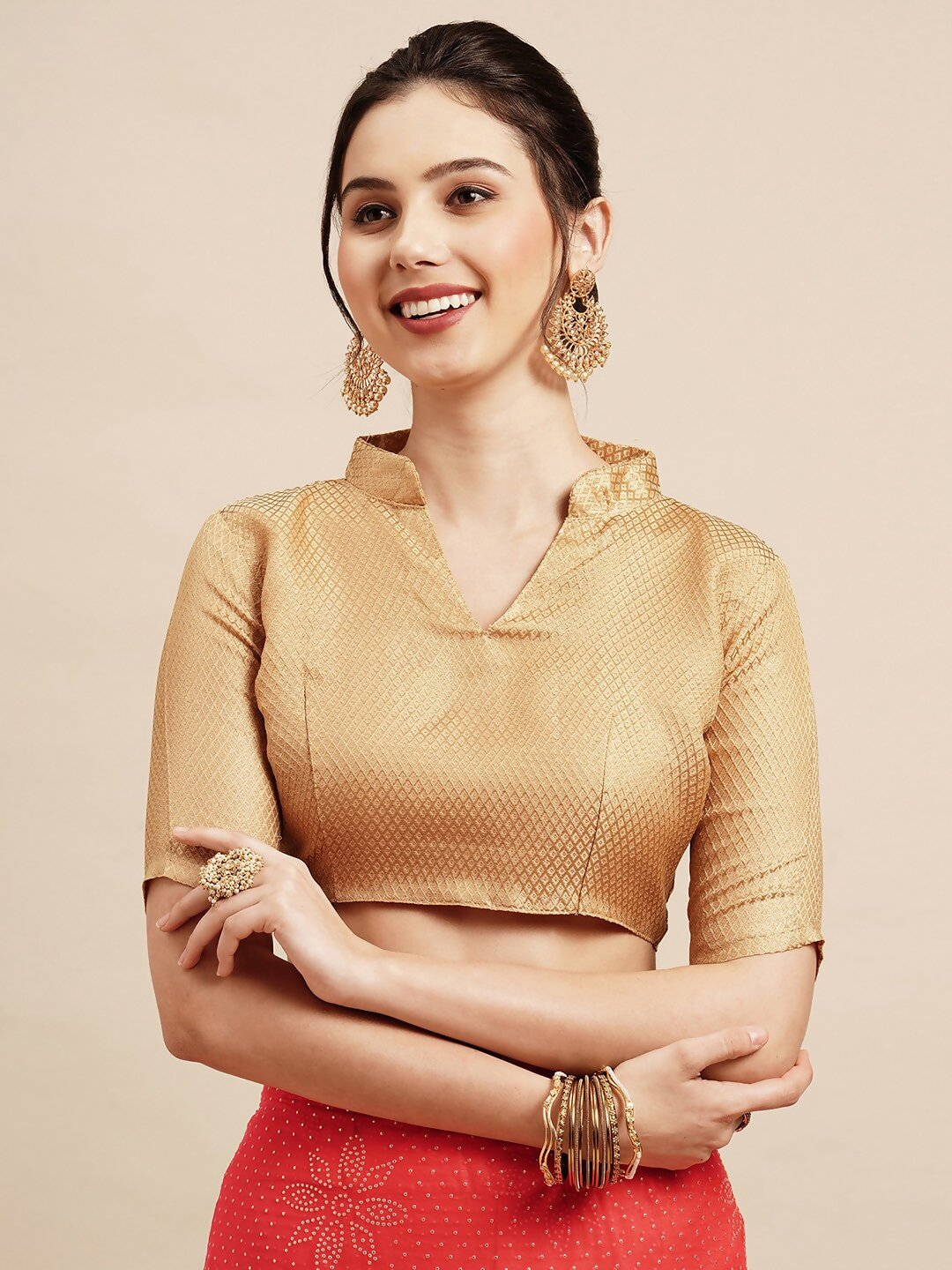 Saree Mall Peach-Coloured Embellished Sarees