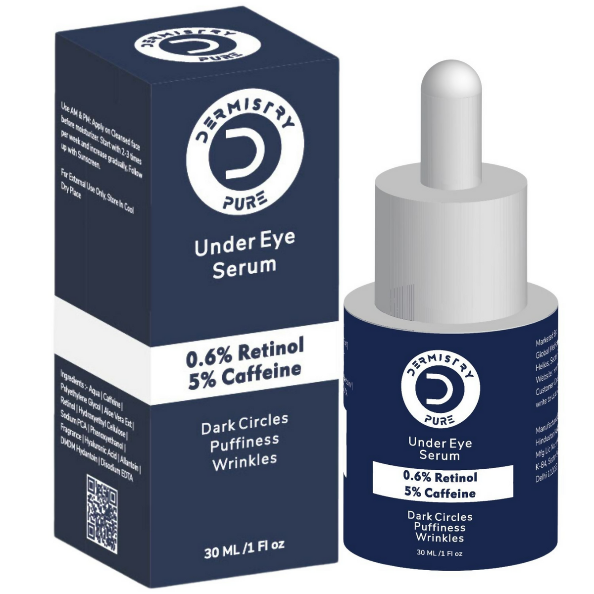 Dermistry 0.6% Retinol 5% Caffeine Under Eye Face Serum