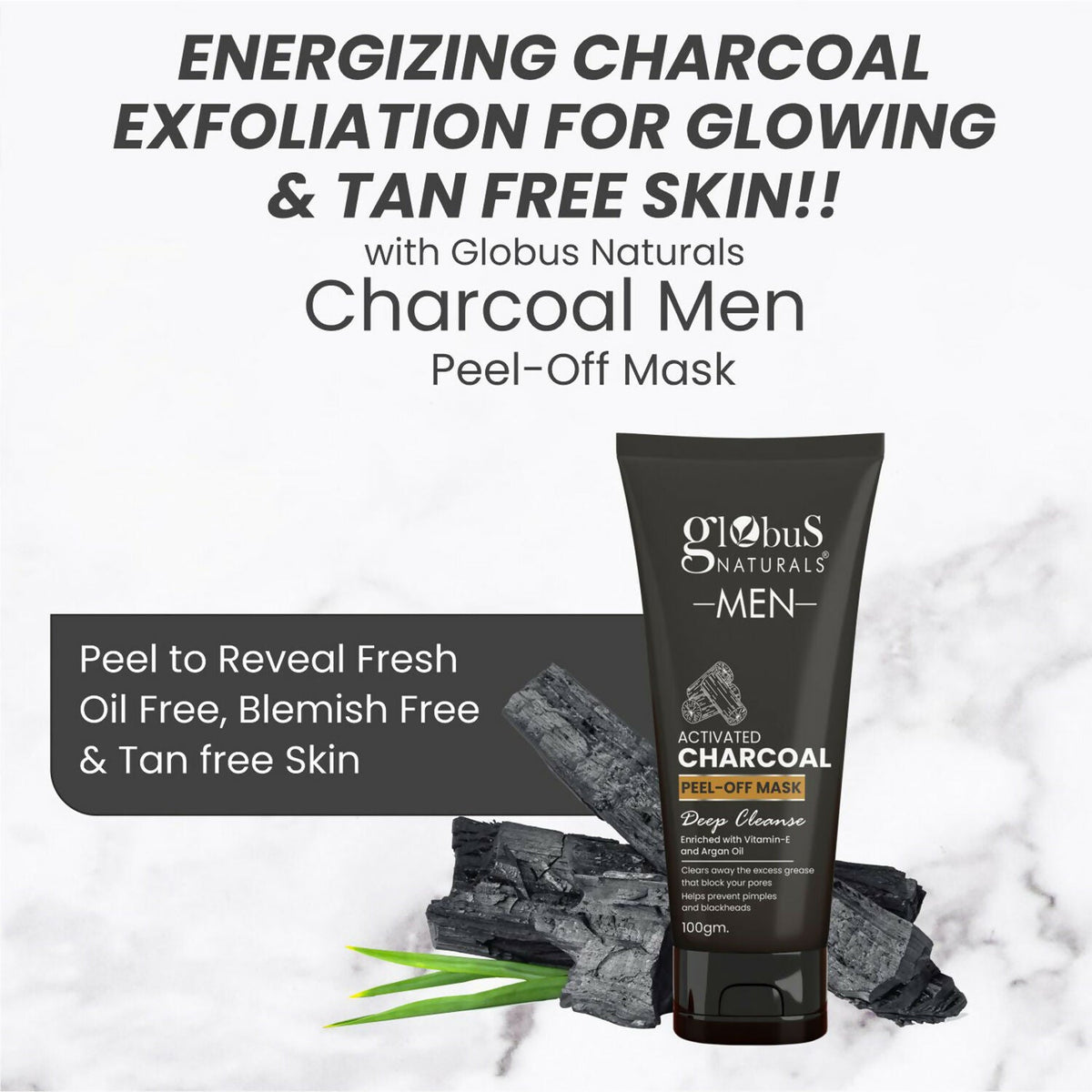 Globus Naturals Anti Pollution & Anti Acne Detox Charcoal Peel Off Mask For Men