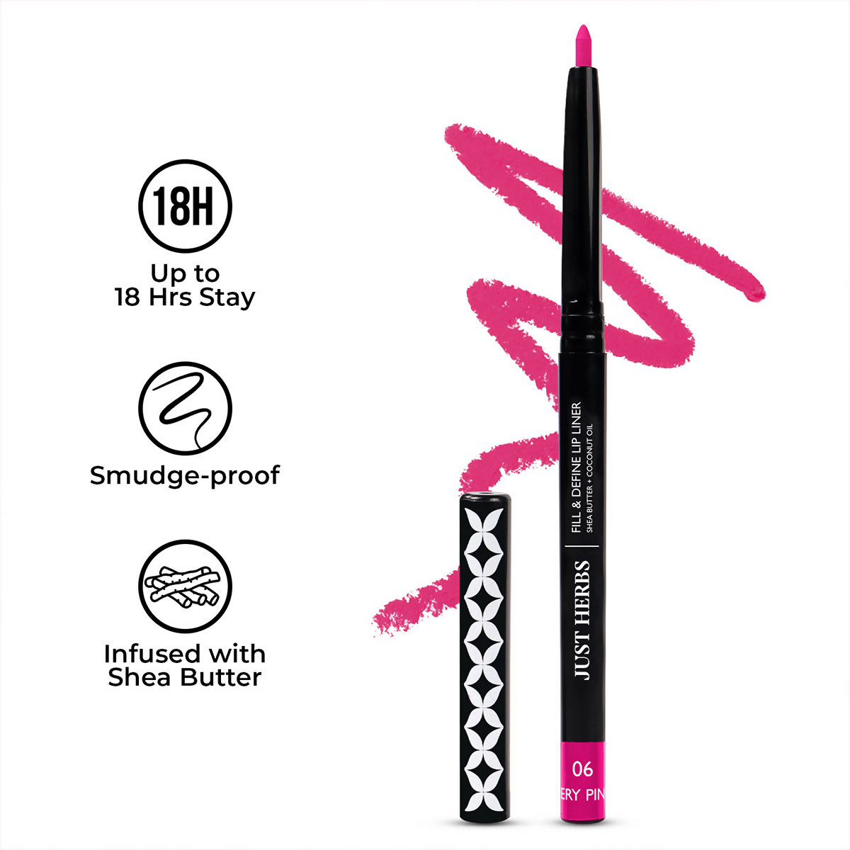 Just Herbs Fill & Define Lip Liner - Fiery Pink