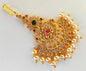 Multicolor AD Peacock Bridal Maang Tikka