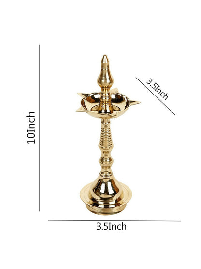CraftVatika Gold-Toned Brass Kerala Diya Oil Lamp Stand