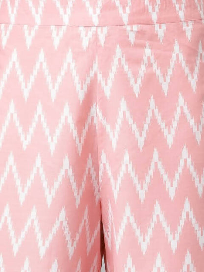 FIORRA Women's Baby Pink Cotton A-Line Kurta Set