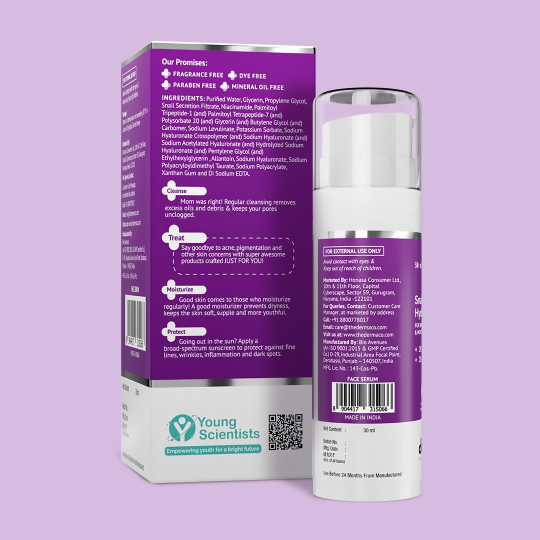 The Derma Co Snail Peptide 96 Hydrating Serum With Niacinamide & Peptide Complex For Smooth & Moisturized Skin