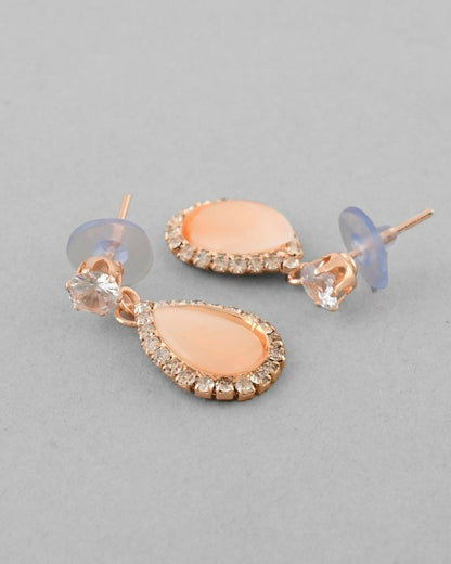 VOJ Gold-Polished Yellow Stone With AD Stone Studded Chain Set