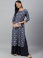 Janasya Women's Grey Rayon Ethnic motifs Festive Straight Kurta
