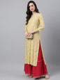 Janasya Women's Yellow Rayon Ethnic motifs Festive Straight Kurta