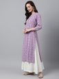 Indian Clothing Janasya Women's Lavender Crepe Foil Print Casual Straight Kurta