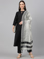 Janasya Women's Black Crepe Silk Solid Straight Festival Kurta Set