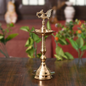 CraftVatika Gold-Toned Brass Peacock Mahabharat Diya