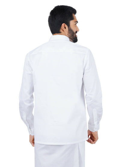Ramraj Cotton Mens Full Sleeve White Shirt Plus Size - Royal Cotton