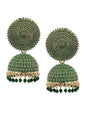 Mominos Fashion Joharkamal Gold-Polished Meenakari Jhumkas For Women & Girls (Green)