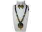 Terracotta Round Pendant Boho Style Medium Necklace Set With Hangings