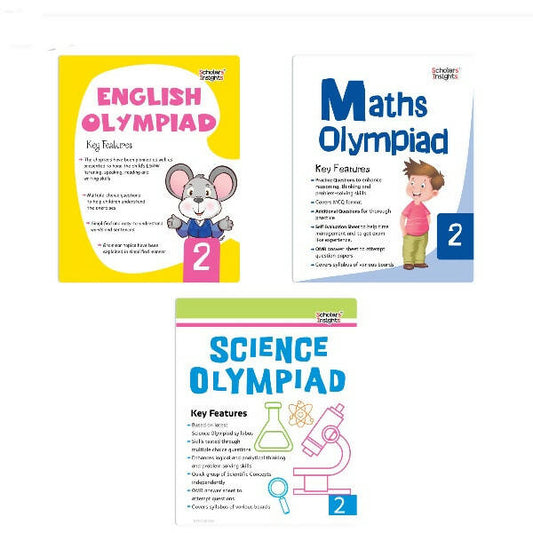 Scholars Insights Olympiad English, Maths and Science Workbooks Set Grade 2| Set of 3| Ages 7 - 9 Year