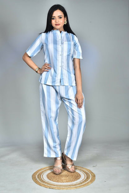 Morchari Digital Print Semi Muslin Co-Ord Set Top & Trouser-Multicolor
