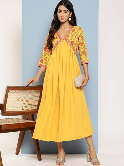 Ahalyaa Women's Traditional wear Ethnic Dress - Mustard