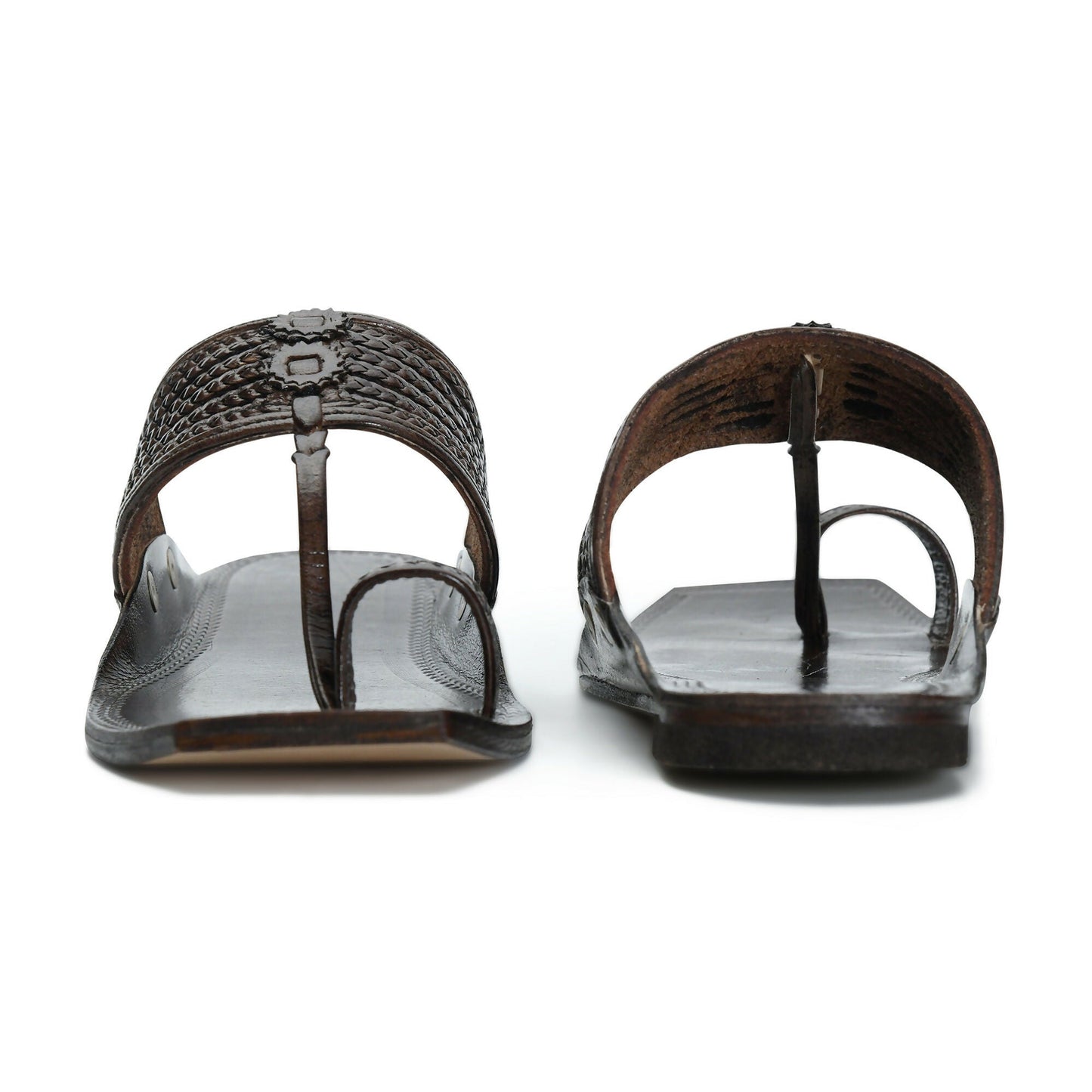 Stepsoft Men'S Brown Sqaure Toe Kolhapuri Chappal | Handcrafted Leather Slip-On Ethnic Footwear
